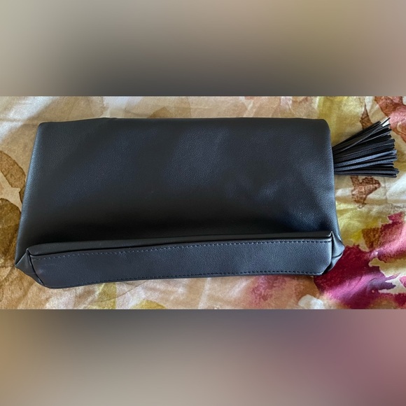 NWOT - Crabtree & Evelyn Black Fold-over Clutch w/ Tassel - Picture 2 of 4